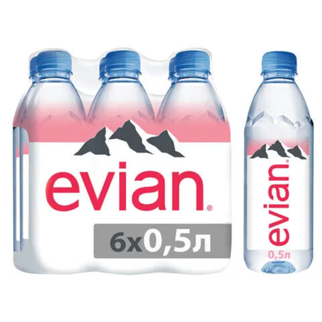 Вода Evian минеральная негазированная, ПЭТ 0.5 литра